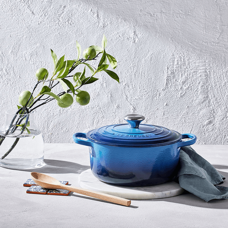 Signature Cast Iron Round Casserole, 20cm, Azure