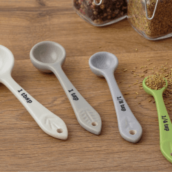Image showing the In The Forest Measuring spoons, Green, Light Blue, Grey, Cream product.