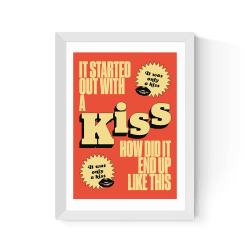 Image showing the HollieGraphik Kiss Framed Print, 45 x 33cm, Red product.