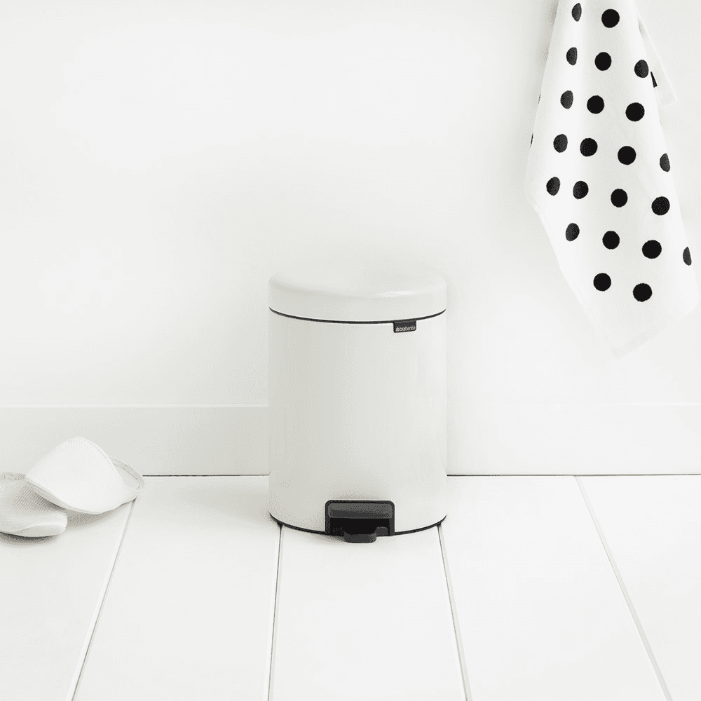 newIcon Pedal bin, 5 litre, White