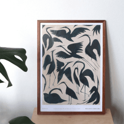 Image showing the Herons Recycled Paper Print, A2, Teal product.