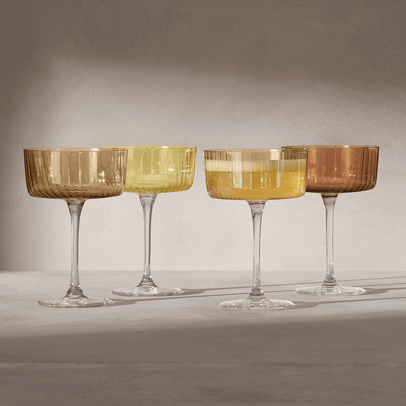 Gems Set of 4 Champagne/Cocktail Glasses, 230ml, Amber