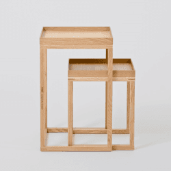 Image showing the Pair of nest tables, H58.5 x W36 x D36cm, Oak product.