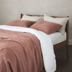 Image showing the Linen Double Duvet Cover, Rust product.