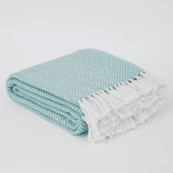 Image showing the Herringbone Blanket, 250cm x 130cm, Teal product.