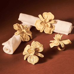 Image showing the Orchid Set of 4 Napkin Rings, Natural product.