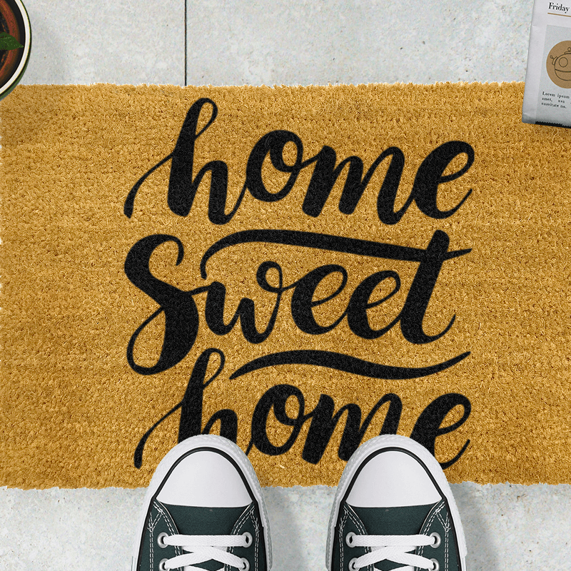 Home Sweet Home Doormat, 60 x 40cm, Natural & Black