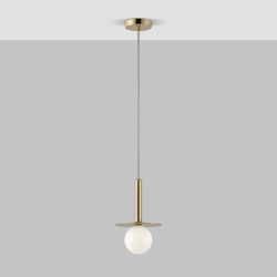 Image showing the Disk Pendant Light, H206cm, Brass product.