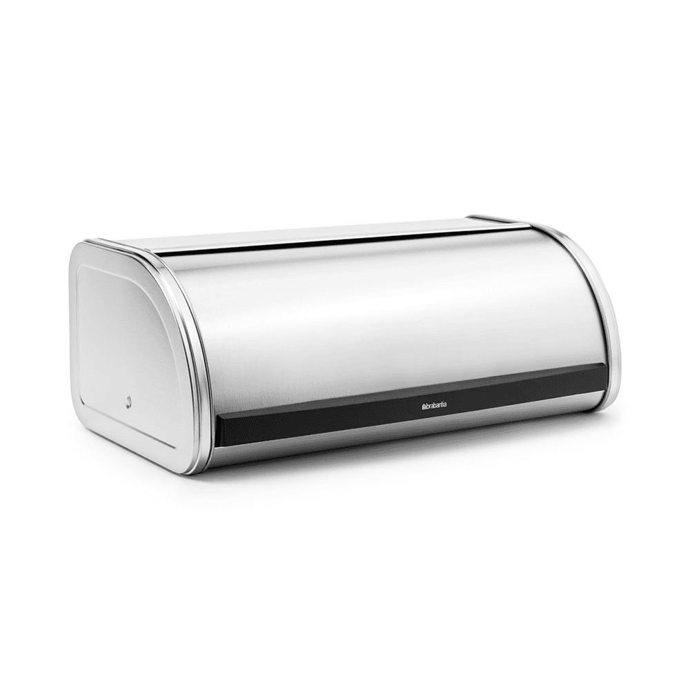 Roll Top Bread bin, H17 x W44.5 x D26cm, Matt Steel