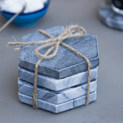 Image showing the Marble Hexagonal Coasters, Set of 4, Grey product.