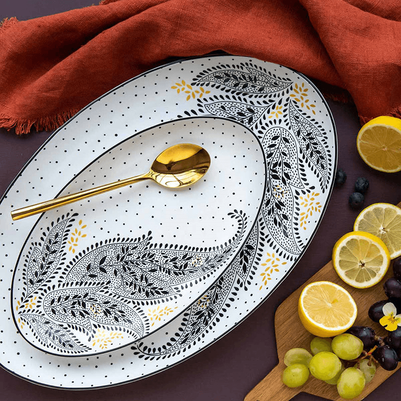 Artisanne Noir Serving Platter, L43.5 x W28cm, Monochrome