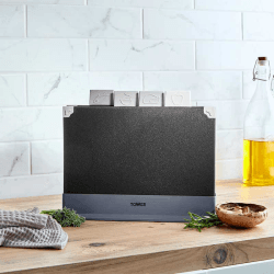 Image showing the 4 Piece Chopping Board Set with Stand, Black product.