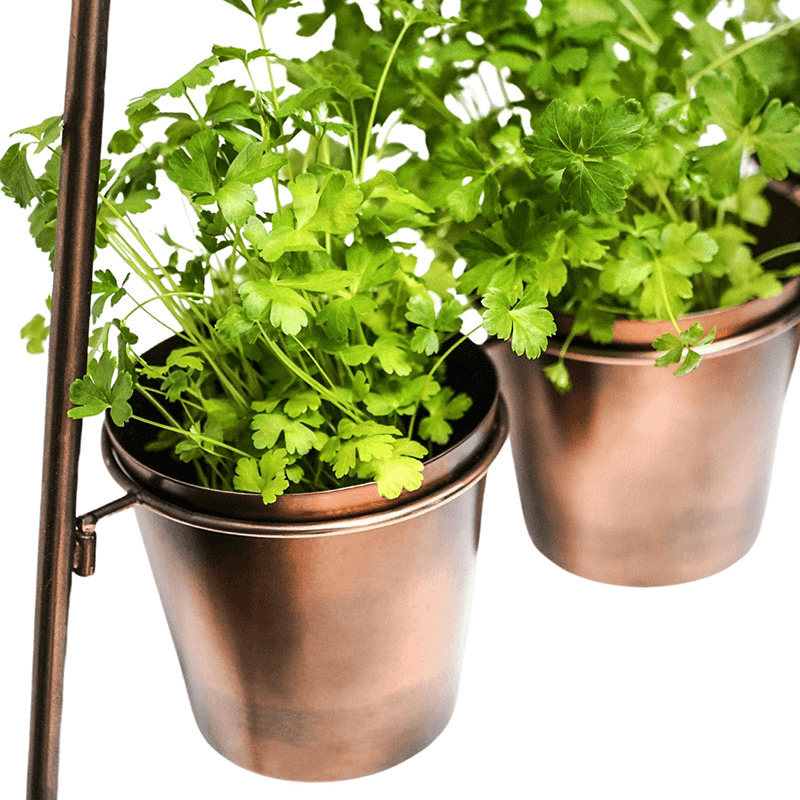 Outdoor Wall Plant Stand with Planters, H128 x W51cm, Gold