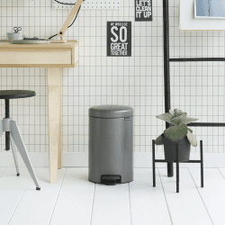 Image showing the New Icon Plastic bucket pedal bin, 12 litre, Platinum product.