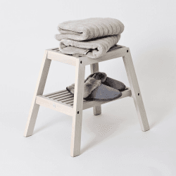 Image showing the Slatted stool, H42 x W50.5 x D35.4cm, Oyster White product.