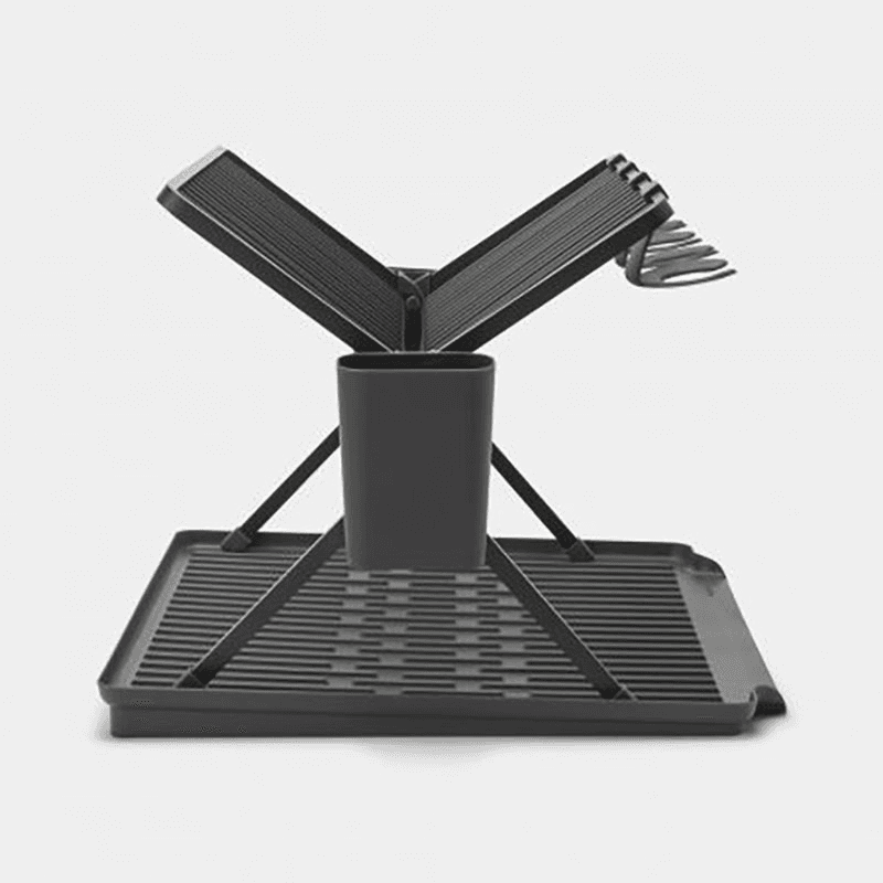 SinkSide Foldable Dish Drying Rack, Large, Dark Grey