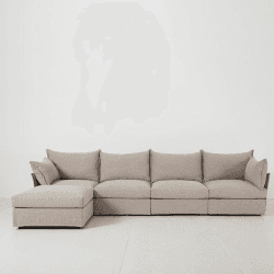 Image showing the Model 06 Linen 4 Seater Sofa With Chaise, Pumice product.