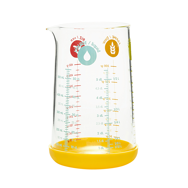 Glass Glass Measuring Cup With Silicone Base, 500ml, Yellow