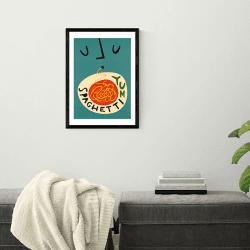 Image showing the Fox and Velvet Yum Spaghetti Framed Print, 63 x 45cm, Blue product.