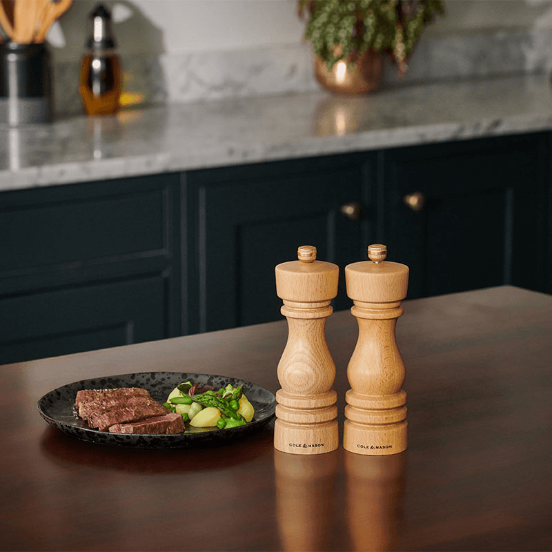 London Salt & Pepper Mills, 180mm, Natural Beech