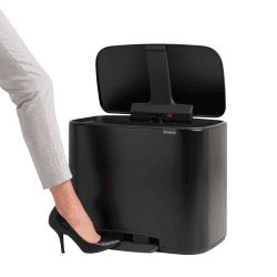 Image showing the Bo Pedal bin, 23 litre - H44 x W54 x D36.5cm, Matt Black product.