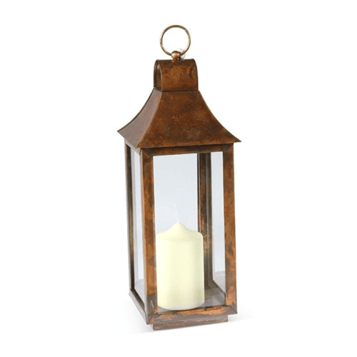 Tonto Lantern, H50cm, Burnished copper/Clear