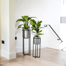 Image showing the Calla Planter Stand, D29cm, Black/Pewter product.