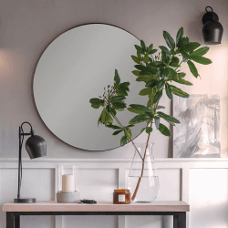 Image showing the Cherington Round Wall Mirror, D100cm, Black product.