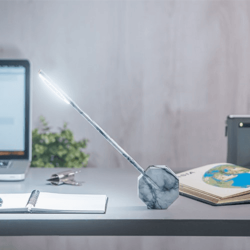 Octagon Desk light, L8.5 x W4 x H38cm, White Marble