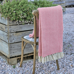 Image showing the Herringbone Blanket, 250cm x 130cm, Coral product.
