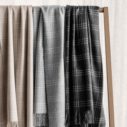 Image showing the Superior Plaid Throw, H200cm x W130cm, Beige/White product.