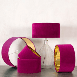 Image showing the Tulip Pink Velvet 14" Lamp Shade product.