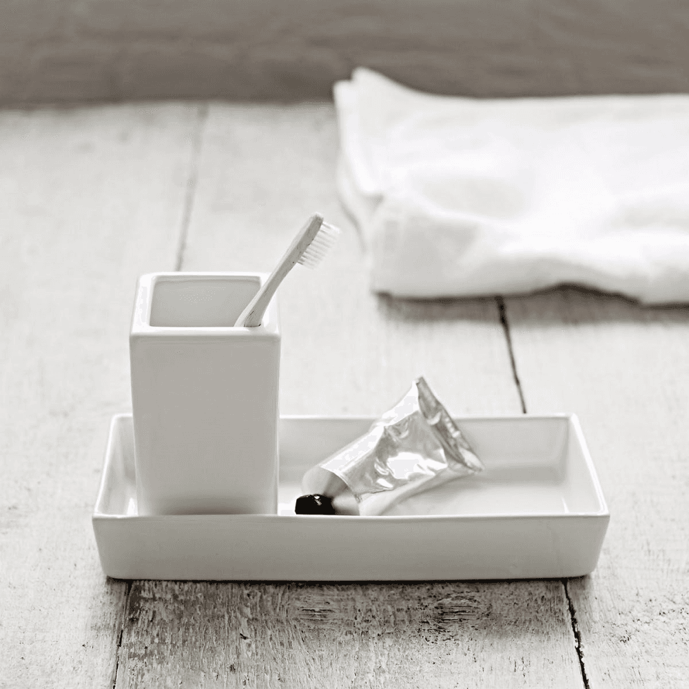 Newcombe Toothbrush holder, H12 x W7 x L7cm, White