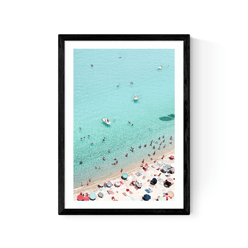 Sisi and Seb Beach Scene Print, A2, Black Frame