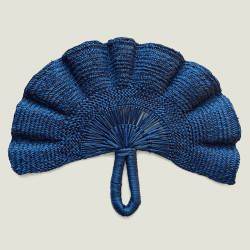 Image showing the Classic Handwoven Fan, 24cm, Blue product.