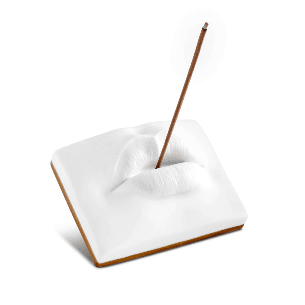 Oh Mon Dieu! Lips incense holder, 9 x 6 x 4cm, White