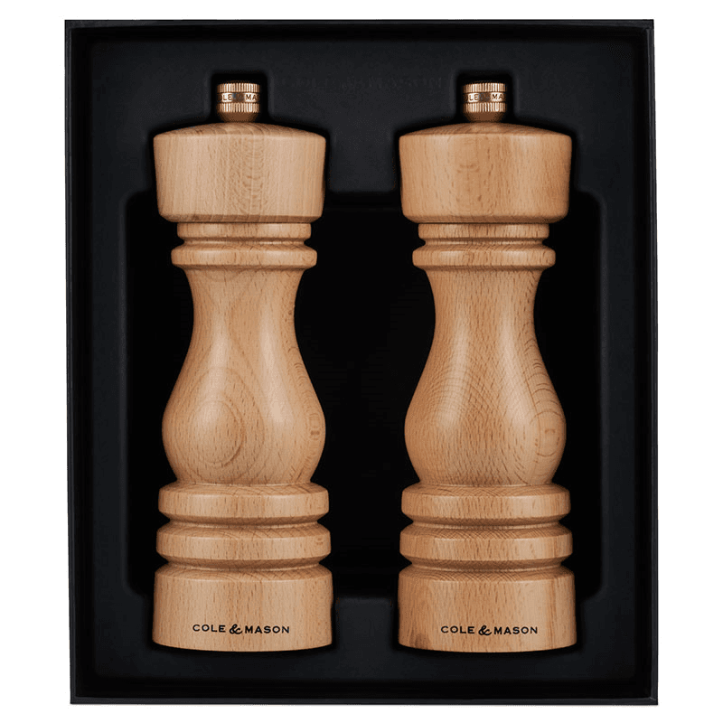 London Salt & Pepper Mills, 180mm, Natural Beech