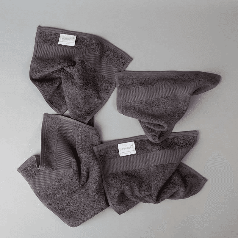 Organic 600gsm Set of 2 Face Towels, 30 x 30cm, Slate