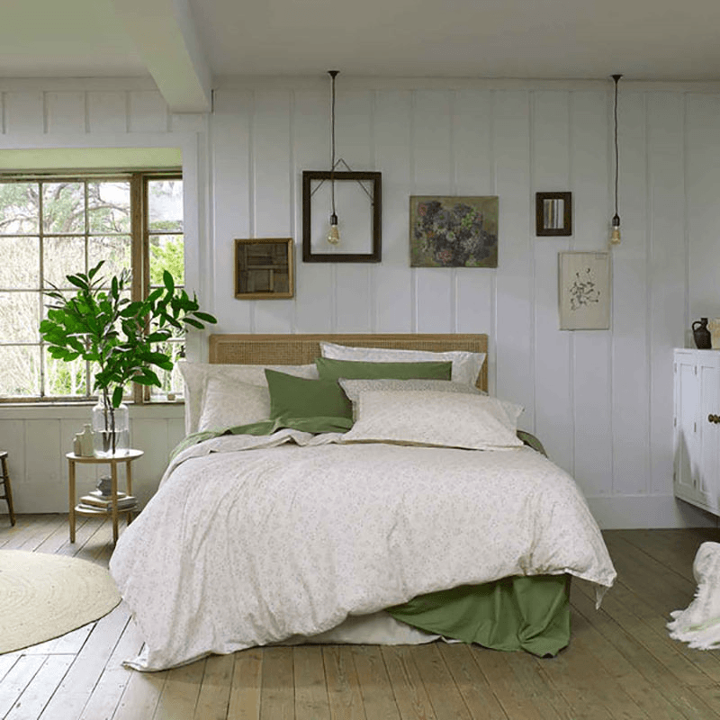 Floral Cotton Duvet Cover, King, Sprig