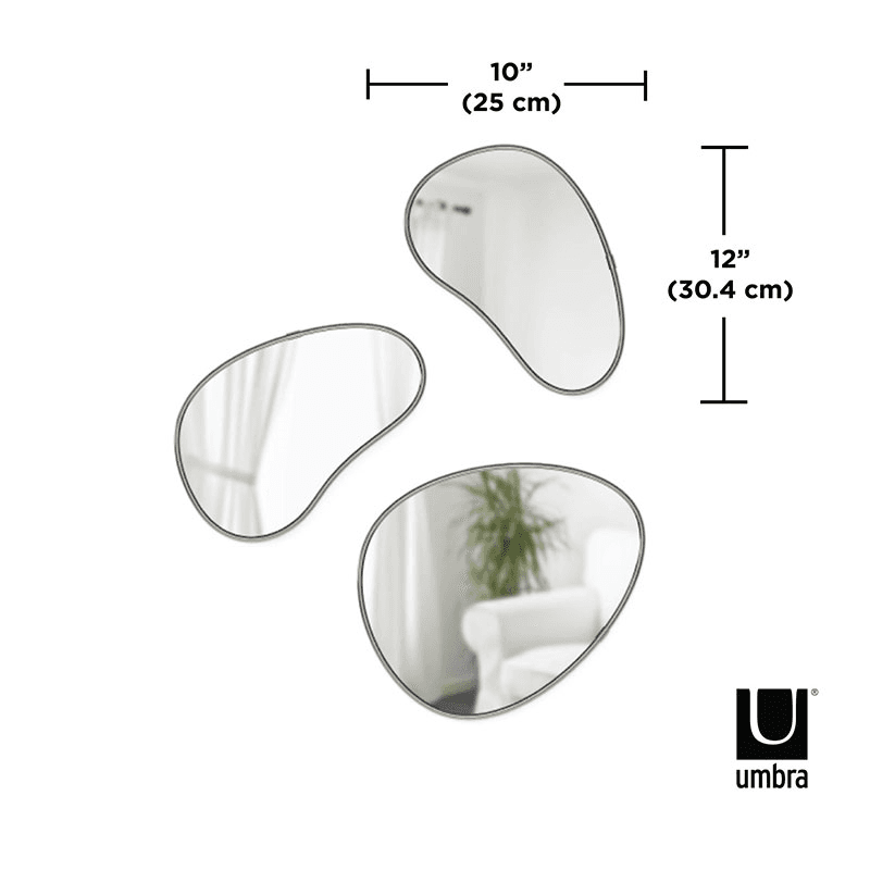 Hubba Set of 3 Mirrors, Titanium