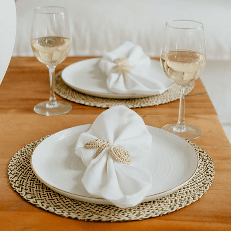 Nariño Set of 2 Woven Placemats, D39cm, Olive Green