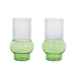 Image showing the Bump Set of 2 Tall Glasses, 350ml, Green product.
