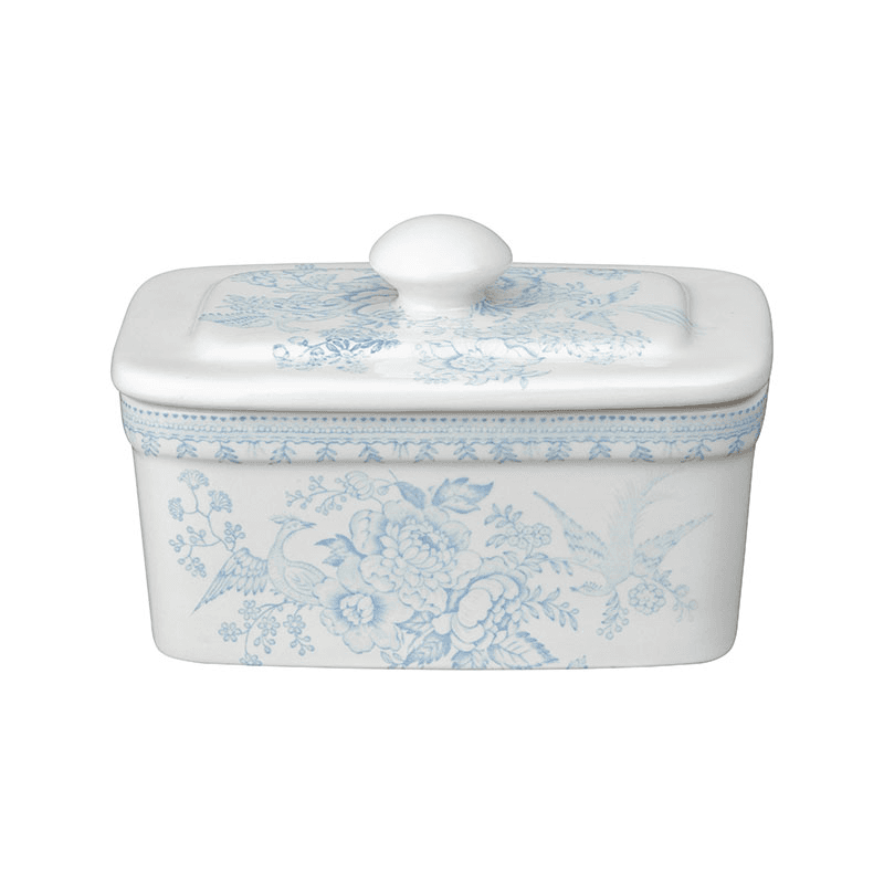 Asiatic Pheasants Butter Dish, L16.5 x W11 x H10cm, Blue