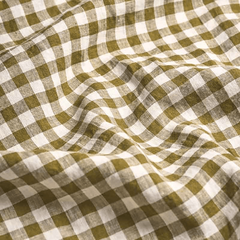 Gingham Double Fitted Sheet, Botanical Green