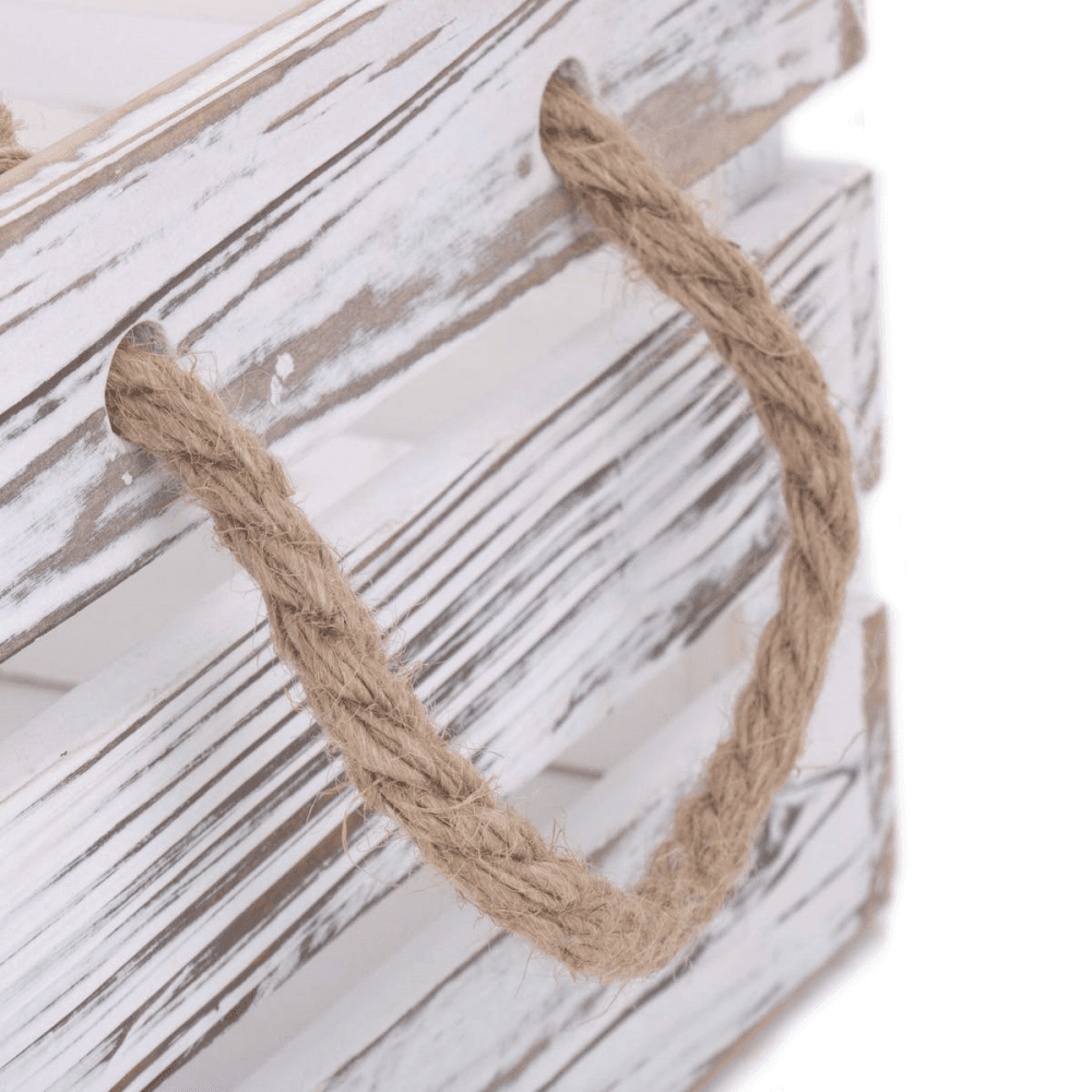 Medium Distressed Crate, White