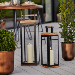 Image showing the Grace Lantern, H58cm, Black/Brown product.