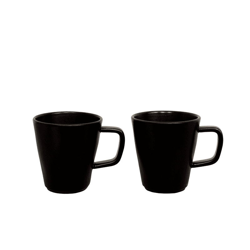 Kuro Set of 2 Mugs, H9cm, Black