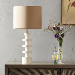 Image showing the Spool Table Lamp Base Only, H37cm x W10cm, White product.