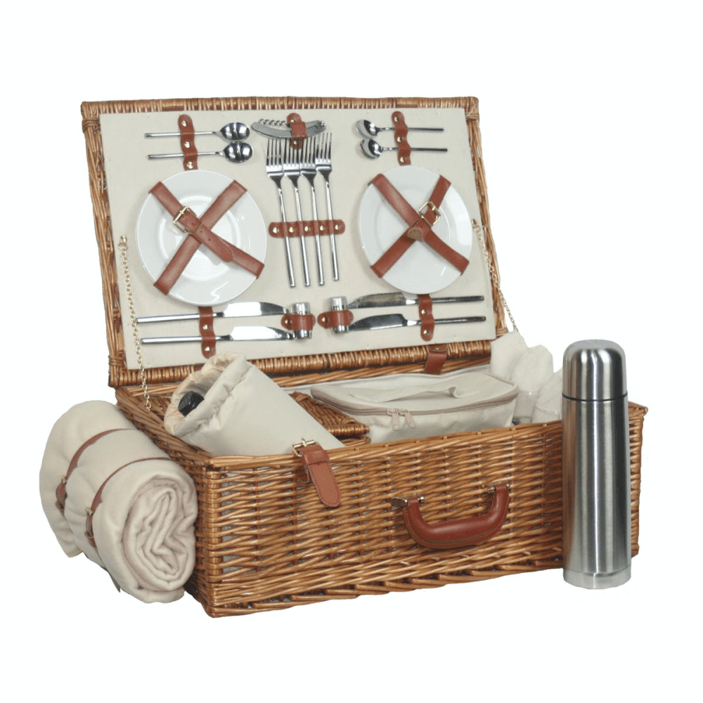 Willow Deluxe 4 Person Hamper, Brown/Cream