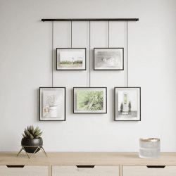 Image showing the Exhibit Set of 5 Hanging Photo Frames, Black product.